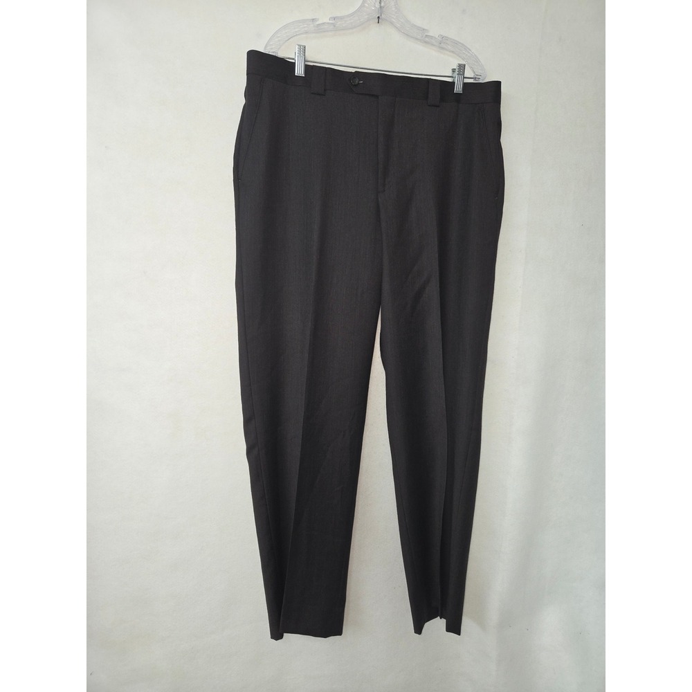 Joseph & Feiss Gold Dress Pants Mens‎ 38 Regular Brown Grey 100% Wool Flat Front